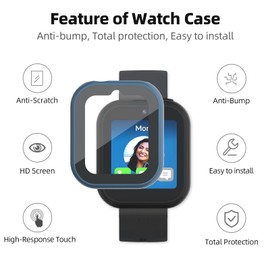 NewJourney Compatible with Sync UP Kids Watch 2 Screen Protector, Hard PC Overall Protective Case with Tempered Glass Screen Protector (Teal+Blue+Black)