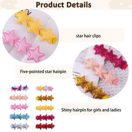 NUOSYI 10PCS Glitter Star Hair Clip, Triple Stars Design, Pink and Yellow, Girls Hair Accessory (Mixed, One Size)