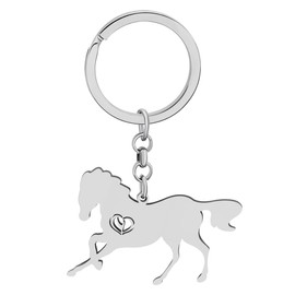 WEVENI Alloy Running Horse Keychain Accessories Enamel Jewelry for Women Girls Car Wallet Charms, Derby Horse Silver A