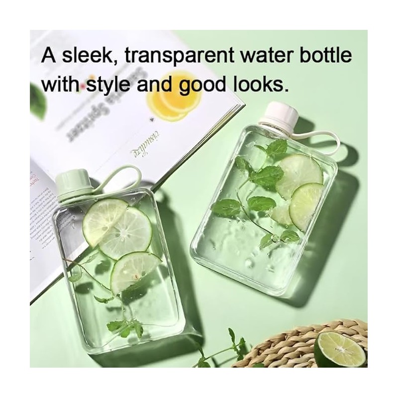 SZHENGSHAN 1Pc Slim Square Travel Water Bottle, Flat Drink Cup,