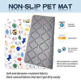 Dog Crate Mat, Ultra Soft Dog Bed Mat for Sleeping with Anti-Slip Bottom, Washable Dog Mat Kennel Pad for Large Medium Small Dogs Breeds with Cute Prints and Dark Colored to Hide Stains (30" X 19")