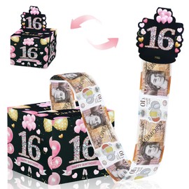 ZAOHUI Happy Birthday Money Box Cash Gift Pull, 16th Birthday Gifts Girl, Surprise Money Gift Box, Money Gift Ideas that Pulls Out 50 Clear Bags for Giving Cash at Birthday Parties