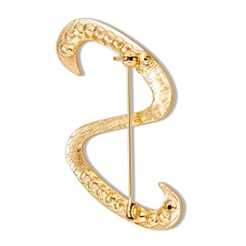 Bling Jewelry Large Statement ABC Pave Crystal Cursive Script Monogram Letters Alphabet Initial Scarf Lapel Pin Brooch for Teenager Women Rose Yellow Gold Plated, Glass, Other