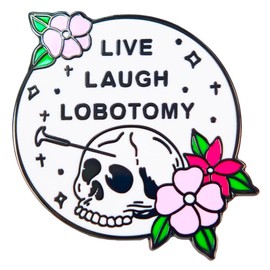 Leraverppy Enamel Pin,LIVE Laugh Lobotomy Lapel Pin,Skull Needle Round Button Badge,Chemistry Science Brooch Gift For Scientists Teens Friends DIY Decor Canvas Bag Backpack Lanyards Jacket Accessory