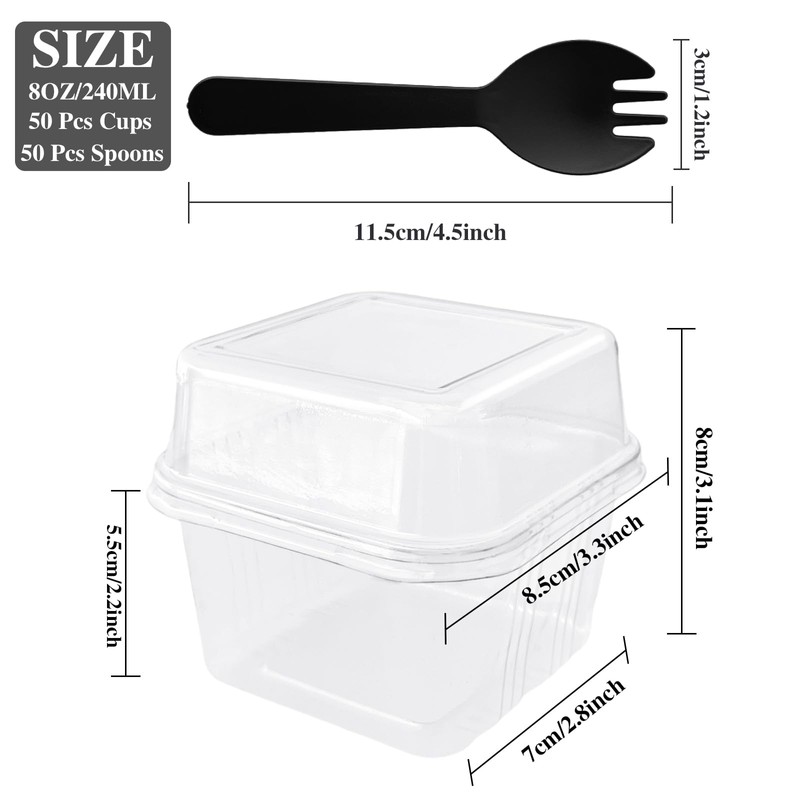 Qyyiguf 50 Pcs 8OZ Plastic Dessert Cups with Lids and
