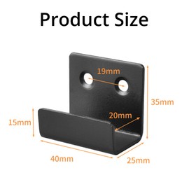 20mm Ceramic Tile Display Hooks Stainless Steel Flat J Hooks Wall Mount Hook Brackets Black Wall Hooks for Home Kitchen Bathroom Garage, Pack of 4