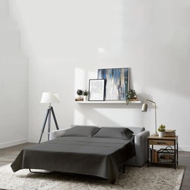 Cottingon 4 PC's Full Sleeper Sofa Sheet Set - Dark Grey - 100% Brushed Microfiber - Fits Upto 8" Drop - Sofa Bedsheets