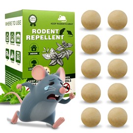 Rat Repellent Balls, 10 Pack Peppermint Oil for Mice Rodent Rats Squirrel Pests Repellent Indoor & Outdoor Use, Natural Rodent Rat Mouse Deterrent Family & Pet Safe