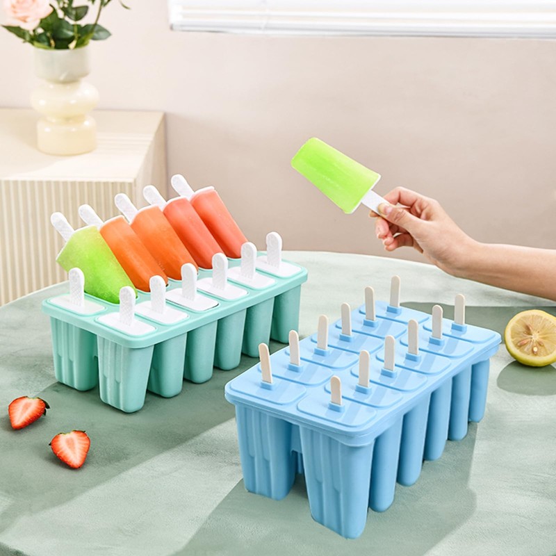 Silicone Popsicle Molds with Sticks Wpunwen 12 Cavity Ice Popsicle