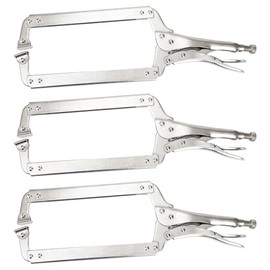 Hiceeden 3 Pcs 18 Inch Deep C Clamp with Swivel Pads, Heavy Duty Welding Clamps Welding Pliers, Adjustable Locking Pliers for Woodworking, Electrician Maintenance, Welding