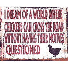 small CHICKEN CROSS THE ROAD FUNNY METAL SIGN RETRO VINTAGE STYLE coffee shop kitchen bar pub wall art office games room pet vet