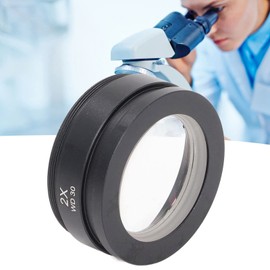 2X Auxiliary Objective Lens Aluminium Alloy WD30 2X Barlow Lens Microscope Part Accessory for Stereo Microscope WD30