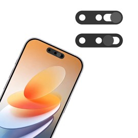 Front Camera Cover Compatible for 16 Pro Max/16 Pro /16 Plus/16/15 Pro Max/15 Pro /15 Plus/15,Not Affecting Facial Recognition | Camera Blocker for Privacy and Safety | 2Pack Black