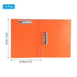 PATIKIL 9.3x12.2 Punchless Binder Clamp, 2 Pcs Plastic Double Strong Clip Clamp Binder Without Rings Sheet File Folder Protector for A4 Size Paper Office, Orange