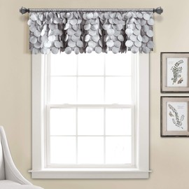 Lush Decor Gigi Valance Curtain Single 70" W x 14" L Light Gray - Silver Valances for Windows - Vintage Kitchen Curtains - Glam Decor - Bathroom Valance