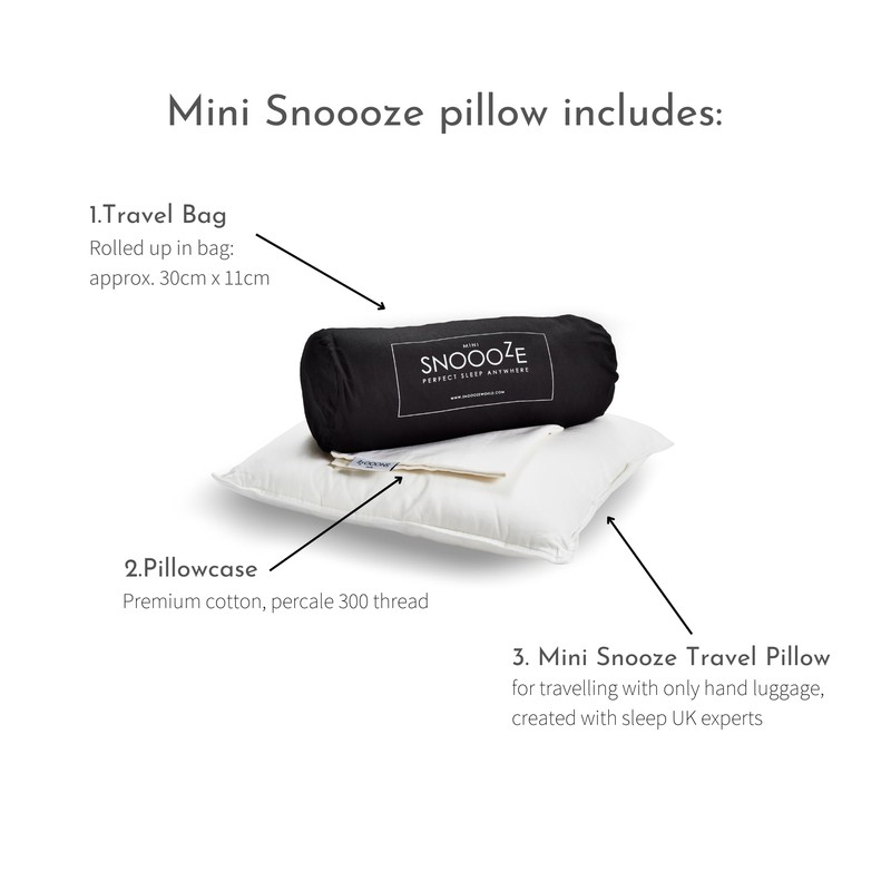 SnooozeGo Mini Travel Pillow – Soft Supportive Bed Pillows for
