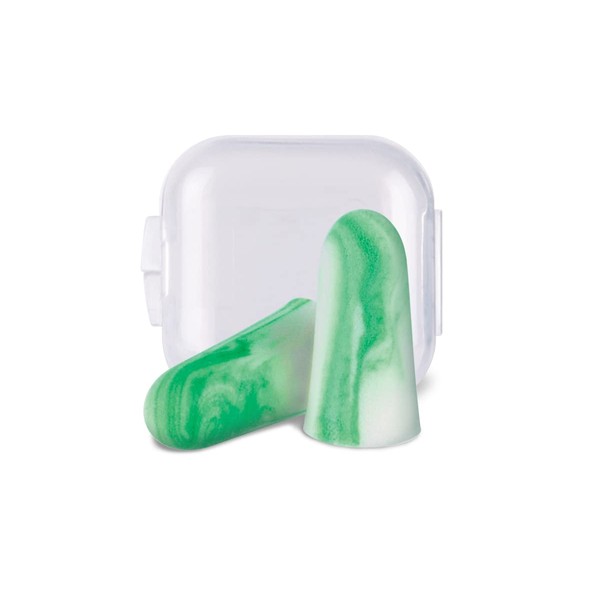 Flents Protechs Reusable Work Ear Plugs, Ideal for Construction Offering Protection From Loud Environments, 8 Pairs with Travel Size Case, Easy Use Comfort Fit, NRR 33, Green, Made In The USA