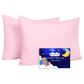 Baby Toddler Pillowcase Cot Bed Pillow Cover Set 40 x 60cm, Organic Cotton Kid Pillow Cases 2 Pack, Small Soft Infant Travel Pillowcases Pair with Envelope Closure for Girl Bedding,Crib Mattress