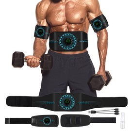 ABS Stimulator,Ab Machine,EMS Muscle Stimulator,Abdominal Toning Belt Workout Portable Muscle Toner Home Office Fitness Workout Equipment for Abdomen （Two arm Bands, one ab Band）