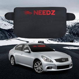 NEEDZ Windshield Snow Cover for Ice and Snow | Heavy Duty 170T Silver Coated Fabric | Premium Windshield Protection for Cars, SUVs, Trucks | Secure Fit Waterproof Frost Cover | Large (88"x39")*