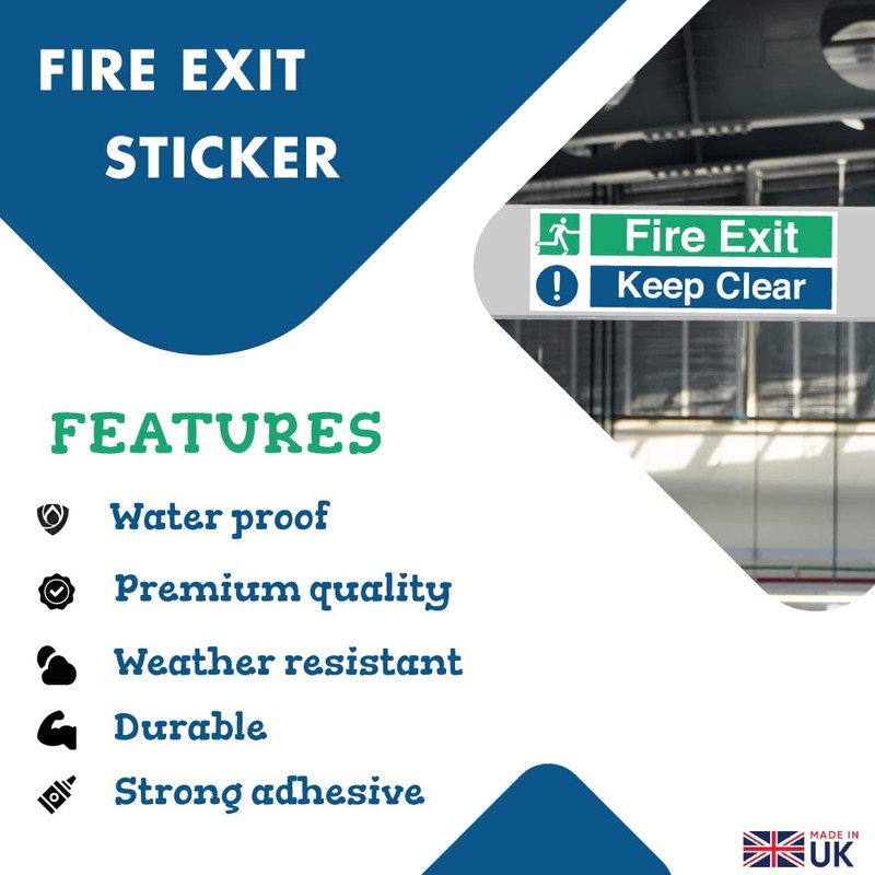Pack of 3 Fire Exit Sign Fire Exit Keep Clear