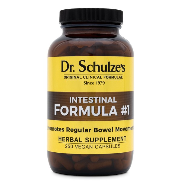 Dr. Schulze's Intestinal Formula #1 | All Natural Bowel Cleanse | Promotes Regular Bowel Movements | Improves Detoxification | Strong Herbal Formula | Family Size | 250 ct Vegan - Packaging May Vary