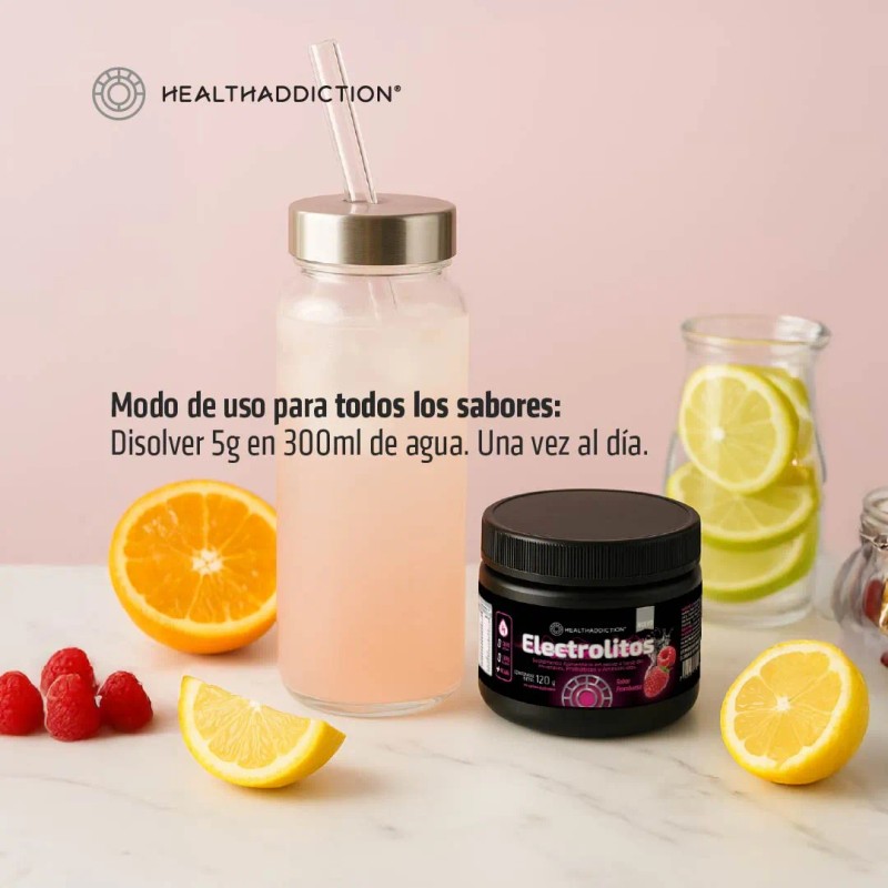 HEALTHADDICTION Polvo de Electrolitos con BCAAs Prebiticos y Vitaminas B