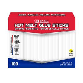 BAZIC Hot Melt Glue Sticks Dual Temp Mini 3.9" x 0.27", All Purpose Industrial Glue Stick, Quick Repair Home Improvement Crafts (100/Pack), 1-Pack