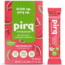 Pirq Hydration - Watermelon - Hydration Powder Packets | Electrolyte Drink Mix | Curcumin | B Vitamins | Zero Sugar | Keto Friendly | 10 Sticks