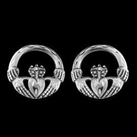 Mainland Silver Claddagh Circular Stud Earrings
