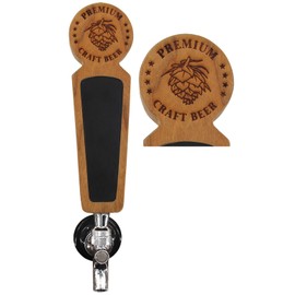 Fanfoobi Chalkboard Beer Tap Handle Display Made of natural cherry wood for Kegerators and Bars, 8.3" Length, Beer gift …