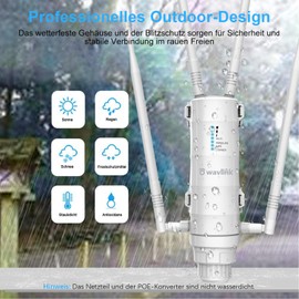 WAVLINK Outdoor WLAN Access Point, Dual Band Outdoor WLAN Amplifier (867 Mbit/s 5 Ghz, 300 Mbit/s 2.4 GHz) for Garden/Indoor, WLAN Router/Repeater/WLAN AP/EverythingMesh Agent Mode, Weatherproof