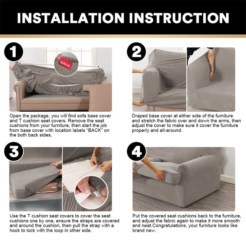 PrinceDeco T Cushion Loveseat Slipcover 3 Pieces Sofa Covers for