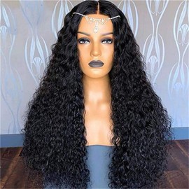 Glueless Wigs Human Hair Pre Plucked with Baby Hair Water Lace Closure Wigs Human Hair Transparent Lace Curly Wigs For Black Women, Brazilian Curly Front Wigs, 24 Ihcn