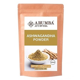 Arumba Ayurveda Ashwagandha Powder 100 Grams - Withania Somnifera Root Powder, Raw, Vegan, Non-GMO, No Additives or Preservatives