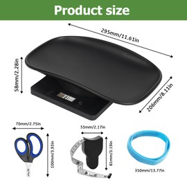 Kytree Digital Pet Scale for Small Animal, LED Display Puppy Whelping Scale with Tape Measure, Collar, Scissors for Newborn Pets, Cats, Dogs, Animals, Measures Up to 15kg, 11.4 * 7.1" (Black)