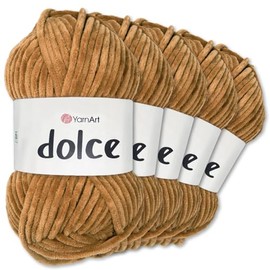 Frida's Wollhaus YarnArt 5 x 100 g Dolce Chenille Wool Yarn Knitting Crochet Amigurumi 52 Colours (765 | Brown)