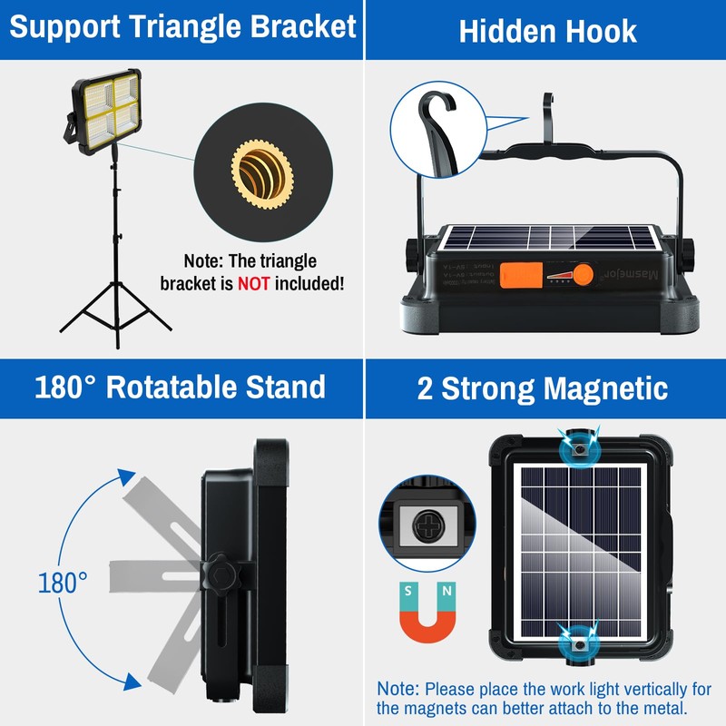 Rechargeable Work Light 100W, LED Work Light Rechargeable 12000mAh with