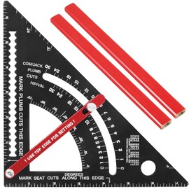 OKYMOTOR Carpenter Square 7 inch,Adjustable Rafter Square Carpenter Tools,Multi-Purpose Woodworking Tools Square, Protractor, Ruler, Marking Gauge, Drill Gauge, Includes 2 Pencils