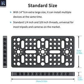 INNOREL CP1407 14 * 7cm Multi-Functional Cheese Plate with 1/4" & 3/8" Threads, Switching Mounting Plate with Built-in ARRI Locating Holes for Camera and Tripod