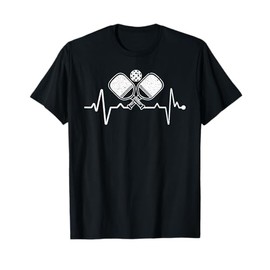 Pickleball Heartbeat Funny Pickleball T-Shirt, black