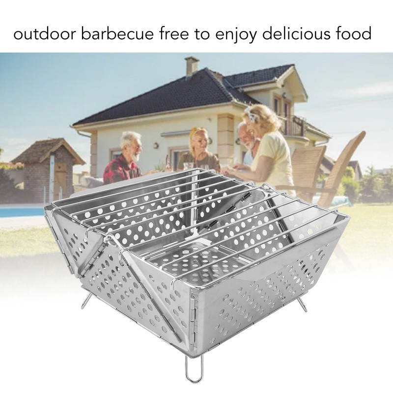 Foldable Portable Charcoal BBQ Grill Stainless Steel Folding Barbecue Grill