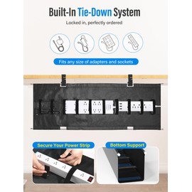 [Upgraded] Large Under Desk Cable Management Tray, Cinati Cable Management Under Desk No Drill, 28.4" Fabric Cord Hider for Wire Organizer, Cord Organizer for Office, Home - Supports Up to 30lbs Black