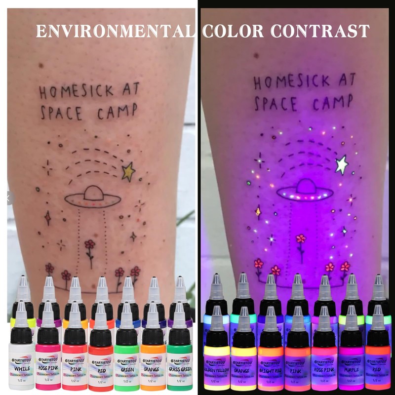 14 Color Tattoo Ink Set 1/2(15ml)/Bottle GTARTISTOO Professional Tattoo Fluorescent