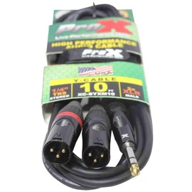 Prox XC-SYXM10 10' 1/4" TRS-M Stereo to Dual XLR3-M High Performance Y Cable