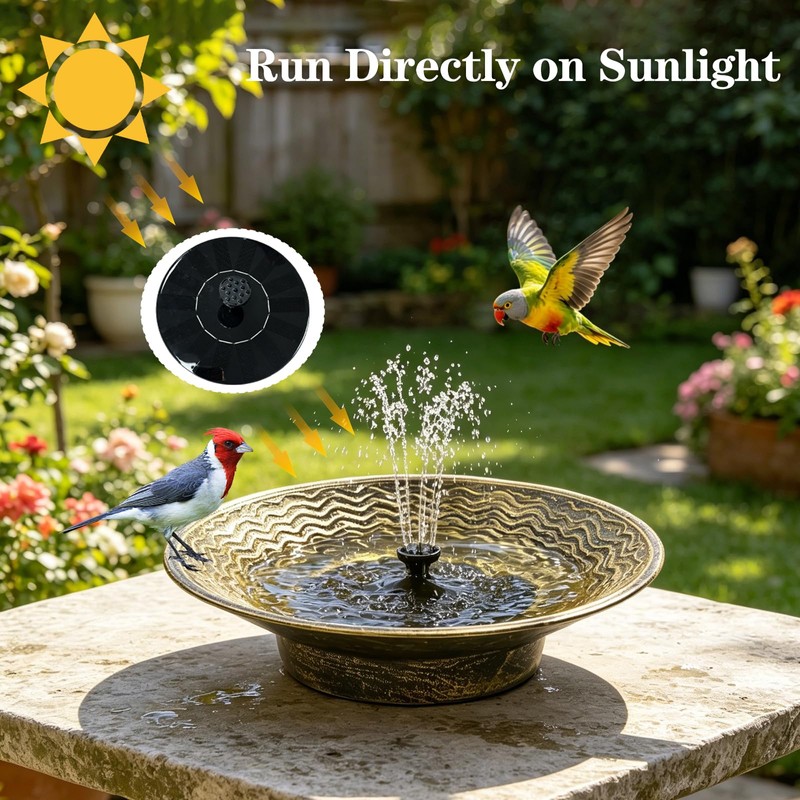 Bird Bath for Outside, Solar Powered Bird Bath Bowl Fountain