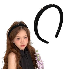 Black Padded Headband Bow Headbands for Women Girls Thin Padded Headbands Hairband with Bow Head Bands for Women's Hair Non Slip