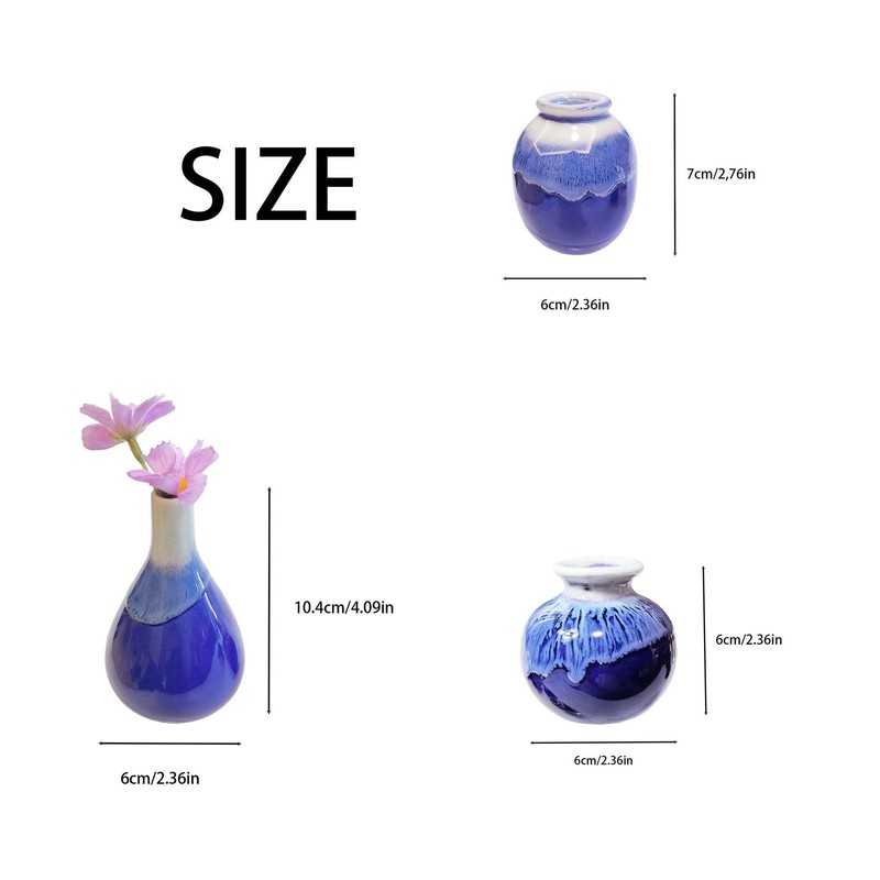 Daittin 3-Piece Ceramic Vase Set - Small Bud Vases for