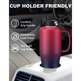 RRYFOUR 32oz 40oz Insulated Tumbler with Handle - Straw & Auto Spout Lid, Protective Boot, Stainless Steel Water Bottle with Carrier Bag, Leak-proof Coffee Tumbler, Water Flask Fit in Car Cup Holder