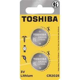 TOSHIBA CR2025 3V Lithium Coin Cell Child Resistant Blister Package (2 Batteries)